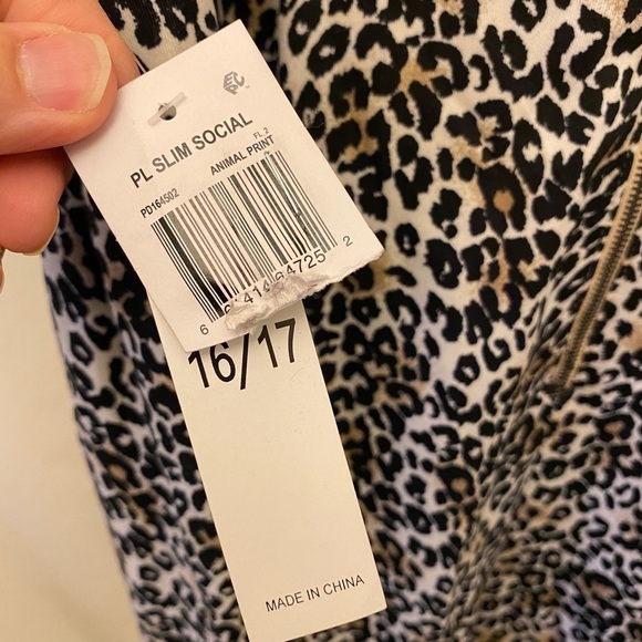 Teeze Me Dress, NWT Sz 16/17, Animal Print, Sleeveless, Leopard Print, Ruched - Picture 10 of 11